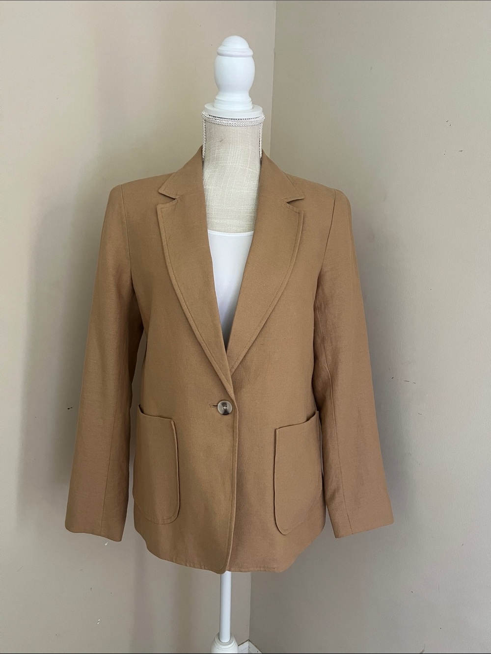 Jones New York Women’s Classic Camel Linen Jacket Blazer Size: S